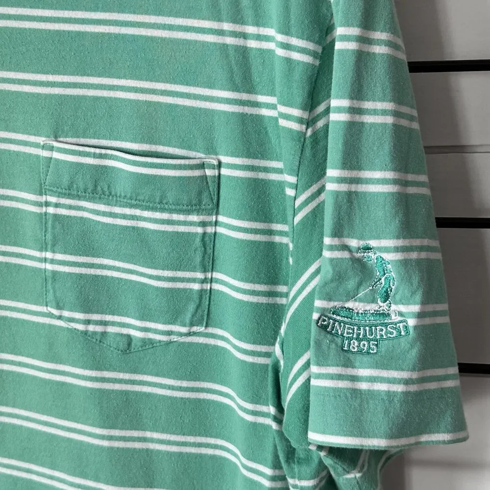 Polo Golf Ralph Lauren Shirt Mens L Green Stripe Vintage Lisle Coastal Pinehurst